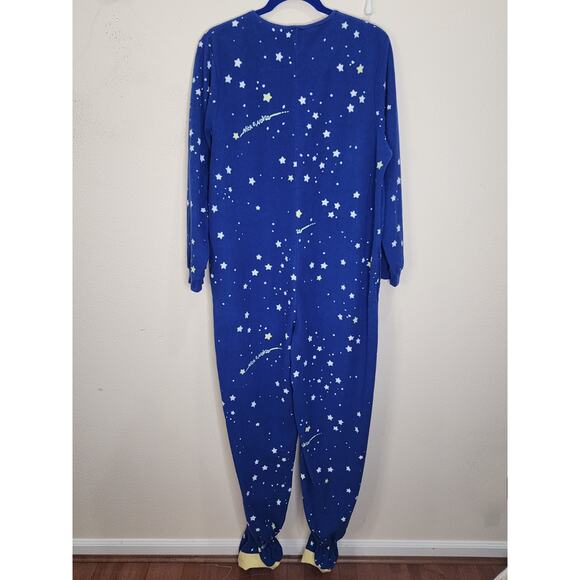 Nick & Nora Women's Size Large Starry Night One Piece Footed Pajamas Blue - Picture 2 of 5